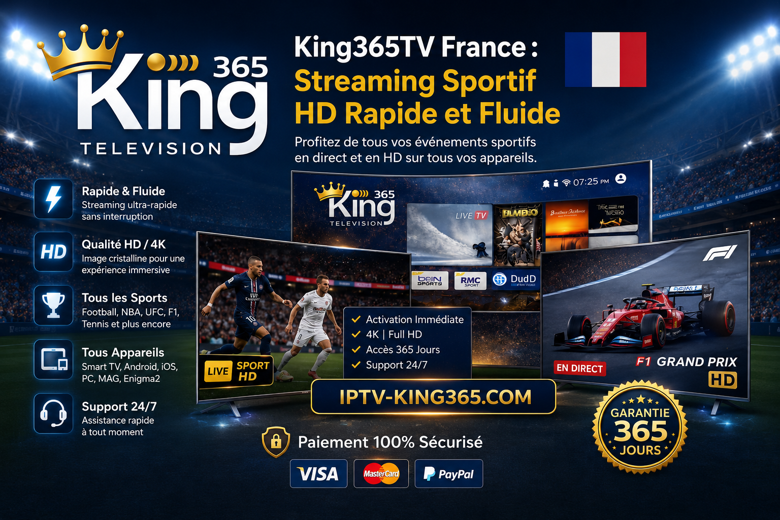 king365tv abonnement 12 mois iptv king365 tv kingtv365